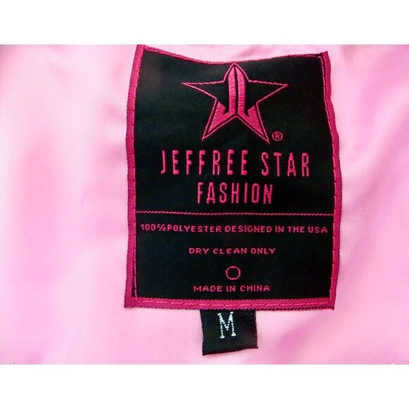 JEFFREE STAR Cosmetics Fashion Embroidered Satin Varsity Bomber Jacket Pink SZ M - Picture 7 of 7